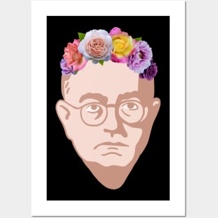 Theodor Adorno - Portrait With Flower Crown Posters and Art